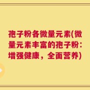 孢子粉各微量元素(微量元素丰富的孢子粉：增强健康，全面营养)