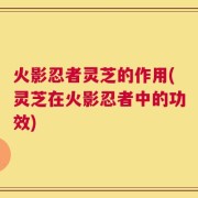 火影忍者灵芝的作用(灵芝在火影忍者中的功效)