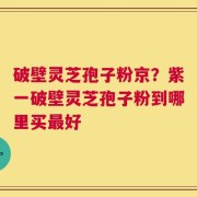 破壁灵芝孢子粉京？紫一破壁灵芝孢子粉到哪里买最好