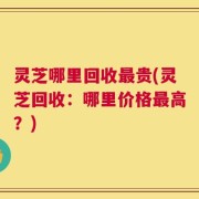 灵芝哪里回收最贵(灵芝回收：哪里价格最高？)