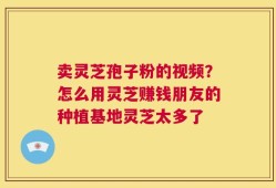 卖灵芝孢子粉的视频？怎么用灵芝赚钱朋友的种植基地灵芝太多了