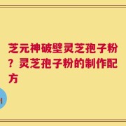芝元神破壁灵芝孢子粉？灵芝孢子粉的制作配方