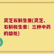 灵芝石斛生姜(灵芝、石斛和生姜：三种中药的益处)