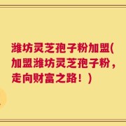 潍坊灵芝孢子粉加盟(加盟潍坊灵芝孢子粉，走向财富之路！)