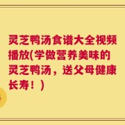 灵芝鸭汤食谱大全视频播放(学做营养美味的灵芝鸭汤，送父母健康长寿！)