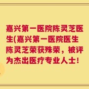 嘉兴第一医院陈灵芝医生(嘉兴第一医院医生陈灵芝荣获殊荣，被评为杰出医疗专业人士！