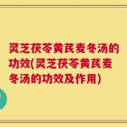 灵芝茯苓黄芪麦冬汤的功效(灵芝茯苓黄芪麦冬汤的功效及作用)