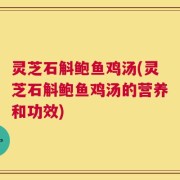 灵芝石斛鲍鱼鸡汤(灵芝石斛鲍鱼鸡汤的营养和功效)
