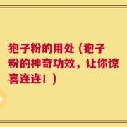狍子粉的用处 (狍子粉的神奇功效，让你惊喜连连！)