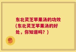 东北灵芝苹果汤的功效(东北灵芝苹果汤的好处，你知道吗？)