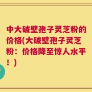 中大破壁孢子灵芝粉的价格(大破壁孢子灵芝粉：价格降至惊人水平！)