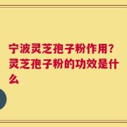 宁波灵芝孢子粉作用？灵芝孢子粉的功效是什么