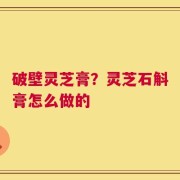 破壁灵芝膏？灵芝石斛膏怎么做的