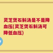 灵芝煲石斛汤是不是降血压(灵芝煲石斛汤可降低血压)