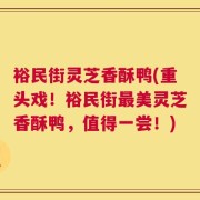 裕民街灵芝香酥鸭(重头戏！裕民街最美灵芝香酥鸭，值得一尝！)