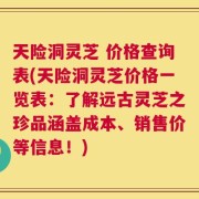 天险洞灵芝 价格查询表(天险洞灵芝价格一览表：了解远古灵芝之珍品涵盖成本、销售价等信息！)