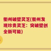 衢州破壁灵芝(衢州发现珍贵灵芝：突破壁创全新可能)