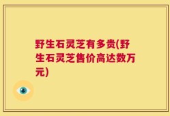 野生石灵芝有多贵(野生石灵芝售价高达数万元)