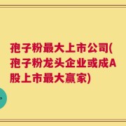 孢子粉最大上市公司(孢子粉龙头企业或成A股上市最大赢家)