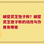 破壁灵芝饱子粉？破壁灵芝孢子粉的功效与作用有哪些