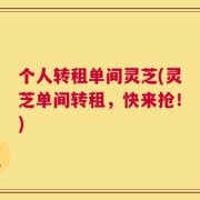 个人转租单间灵芝(灵芝单间转租，快来抢！)