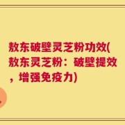 敖东破壁灵芝粉功效(敖东灵芝粉：破壁提效，增强免疫力)