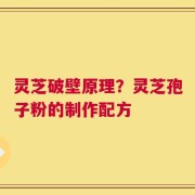 灵芝破壁原理？灵芝孢子粉的制作配方
