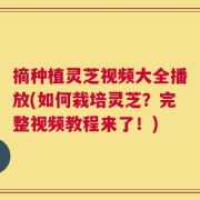 摘种植灵芝视频大全播放(如何栽培灵芝？完整视频教程来了！)