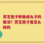 灵芝孢子粉做成丸子的做法？灵芝孢子是怎么样的