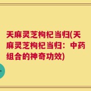 天麻灵芝枸杞当归(天麻灵芝枸杞当归：中药组合的神奇功效)