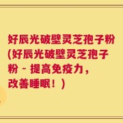 好辰光破壁灵芝孢子粉(好辰光破壁灵芝孢子粉 - 提高免疫力，改善睡眠！)