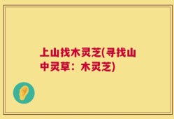 上山找木灵芝(寻找山中灵草：木灵芝)