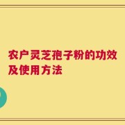 农户灵芝孢子粉的功效及使用方法