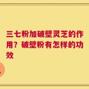 三七粉加破壁灵芝的作用？破壁粉有怎样的功效
