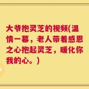 大爷抱灵芝的视频(温情一幕，老人带着感恩之心抱起灵芝，暖化你我的心。)