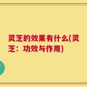 灵芝的效果有什么(灵芝：功效与作用)