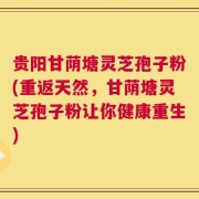 贵阳甘荫塘灵芝孢子粉(重返天然，甘荫塘灵芝孢子粉让你健康重生)