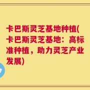 卡巴斯灵芝基地种植(卡巴斯灵芝基地：高标准种植，助力灵芝产业发展)