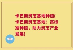 卡巴斯灵芝基地种植(卡巴斯灵芝基地：高标准种植，助力灵芝产业发展)