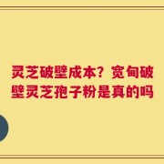 灵芝破壁成本？宽甸破壁灵芝孢子粉是真的吗