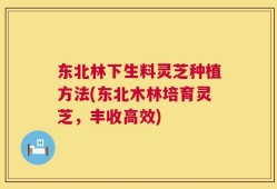 东北林下生料灵芝种植方法(东北木林培育灵芝，丰收高效)