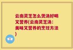 云南灵芝怎么煲汤好喝又营养(云南灵芝汤：美味又营养的烹饪方法)