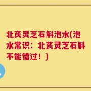 北芪灵芝石斛泡水(泡水常识：北芪灵芝石斛不能错过！)