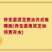 养生壶灵芝煮水方式有哪些(养生壶用灵芝如何煮开水)