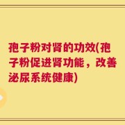 孢子粉对肾的功效(孢子粉促进肾功能，改善泌尿系统健康)