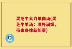灵芝牛大力羊肉汤(灵芝牛羊汤：滋补润燥，带来身体新能量)