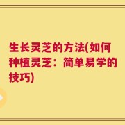 生长灵芝的方法(如何种植灵芝：简单易学的技巧)