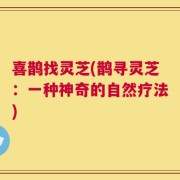 喜鹊找灵芝(鹊寻灵芝：一种神奇的自然疗法)