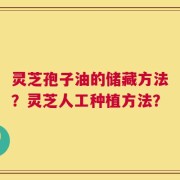 灵芝孢子油的储藏方法？灵芝人工种植方法？