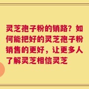 灵芝孢子粉的销路？如何能把好的灵芝孢子粉销售的更好，让更多人了解灵芝相信灵芝